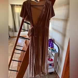 Baltic Born Striped Tan Maxi Dress